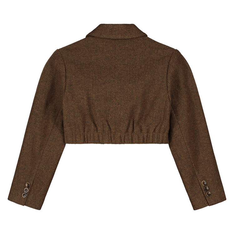 Charlie Petite Nora Cropped Blazer - Brown Melange