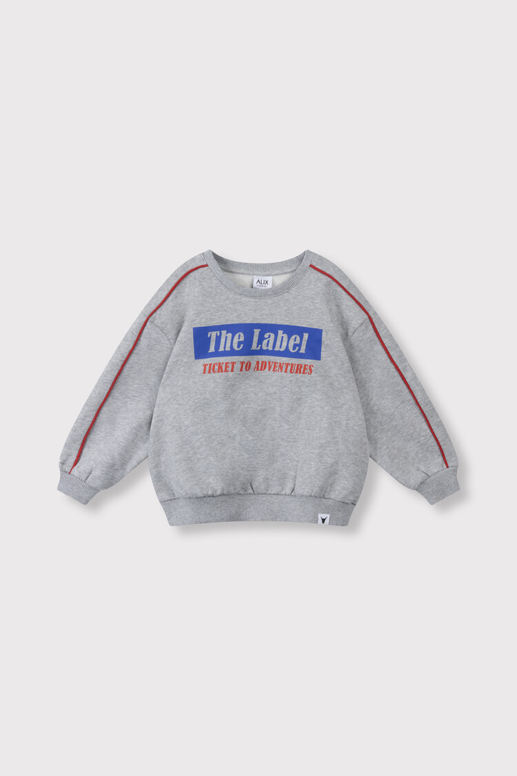 Alix the label Kids knitted text print sweater - Soft grey melange