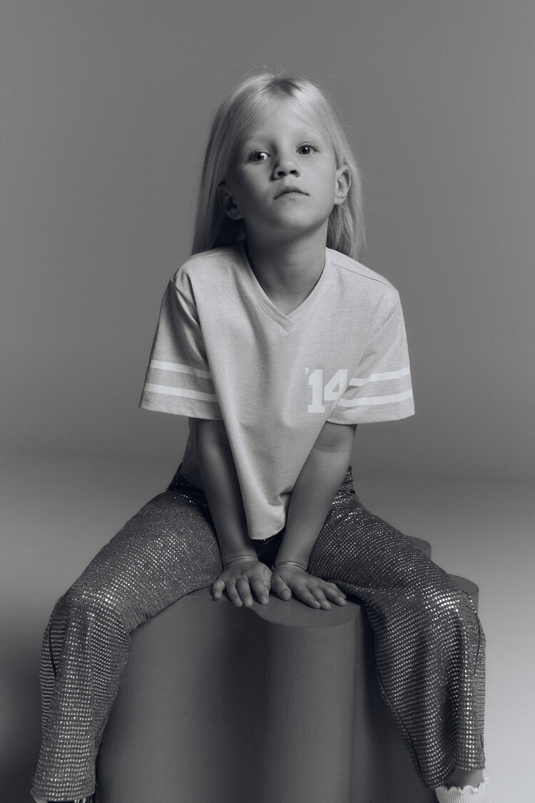 Alix the label Kids Knitted Wide Leg Sparkle Pants - Silver