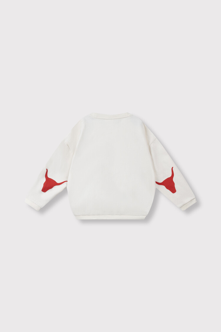 Alix the label Kids knitted bull sleeve sweater - Ecru