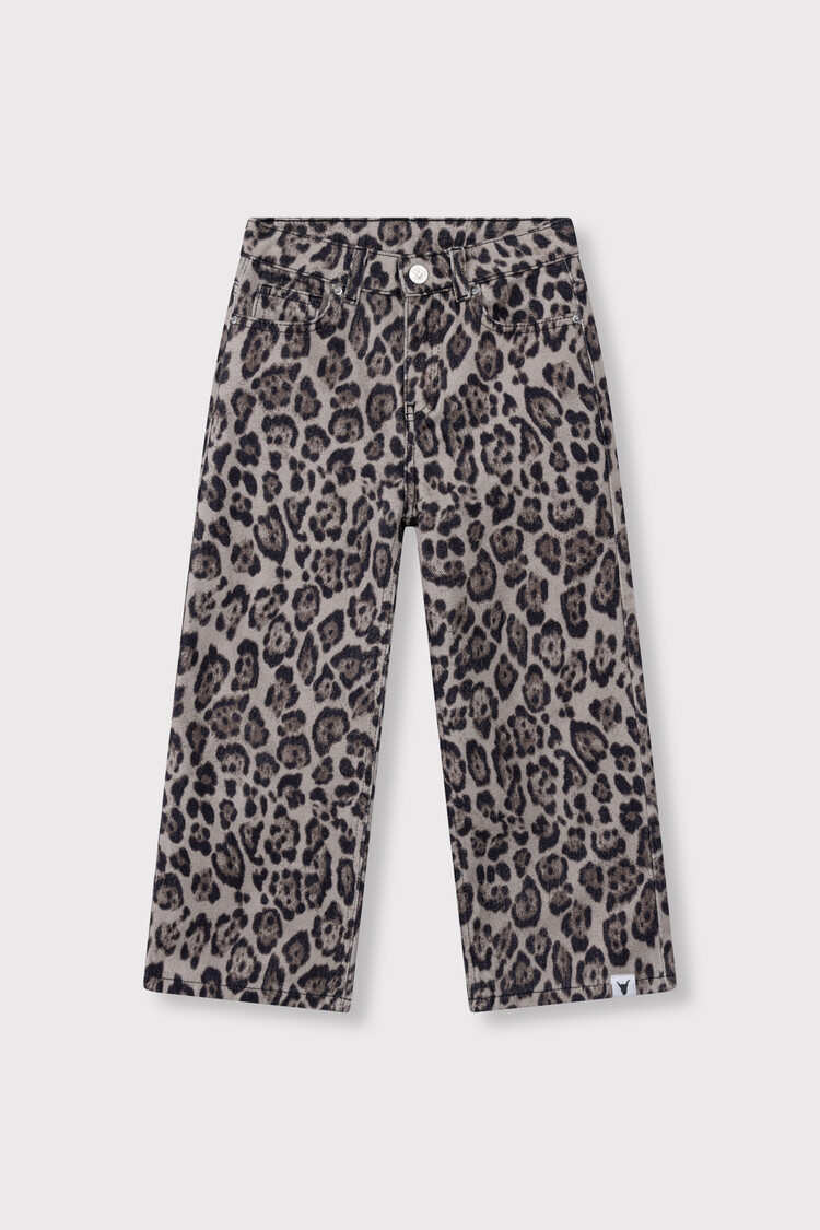 Alix the label Kids Woven Wide Leg jaguar Denim Pants - Animal