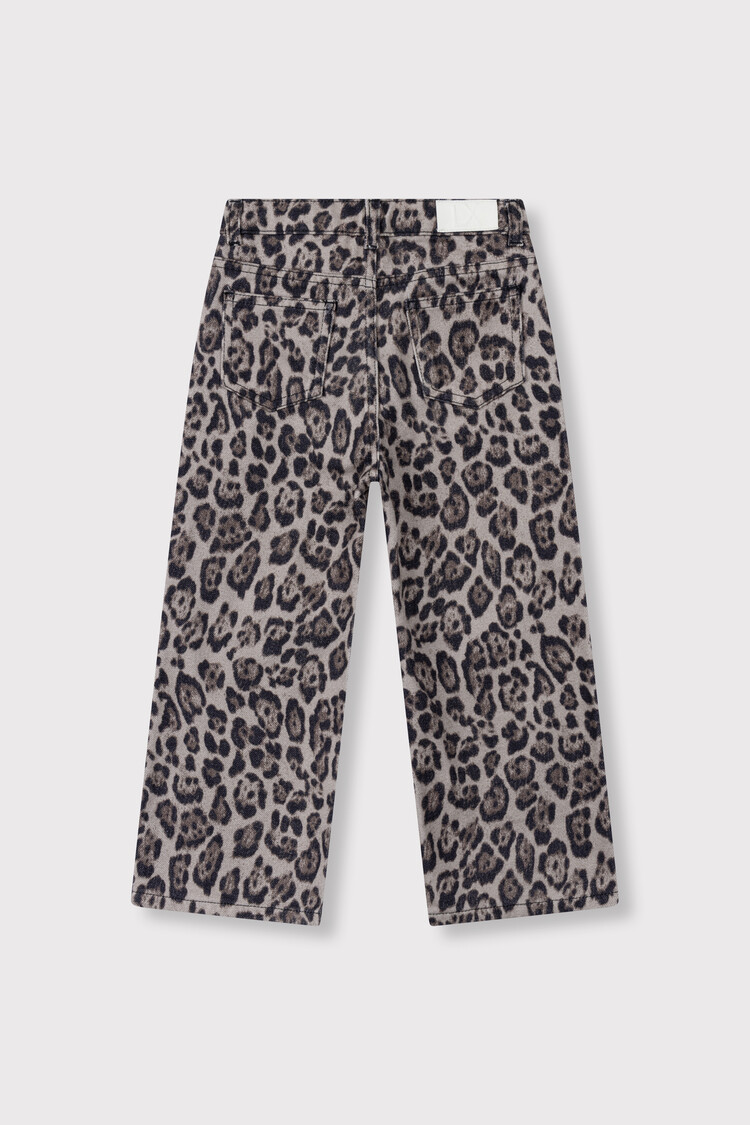 Alix the label Kids Woven Wide Leg jaguar Denim Pants - Animal