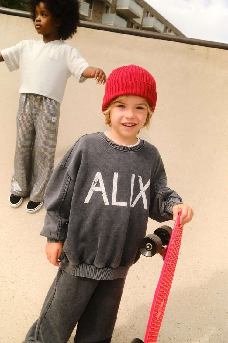 Alix the label Kids knitted ALIX on tour sweater - Charcaol Grey