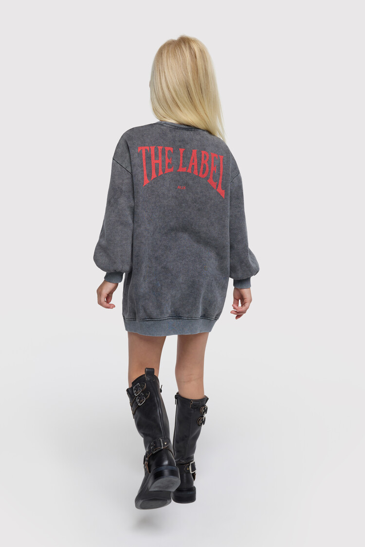 Alix the label Kids knitted sweater dress - Charcoal grey