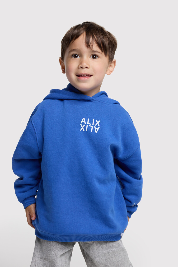 Alix the label Kids knitted logo hoody - Intense Blue