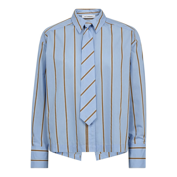 Co'Couture Amora Stripe Tie Shirt - Pale Blue