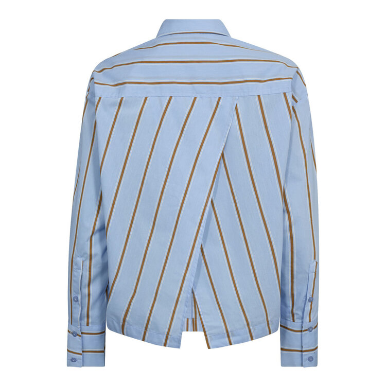 Co'Couture Amora Stripe Tie Shirt - Pale Blue