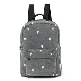 Studio Noos Denim midi backpack - Grey Hearts