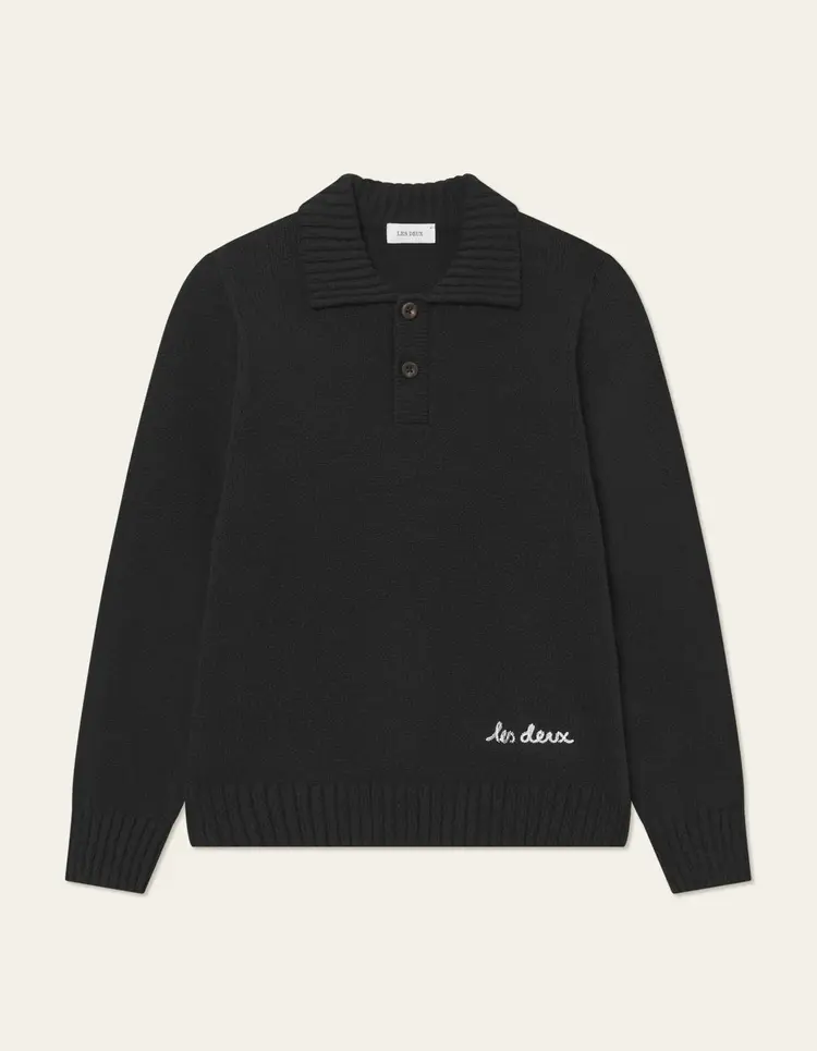 Les Deux Brad Rugby Polo Knit - Black