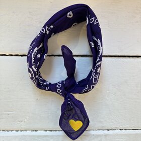 Bandana - paars/geel hartje