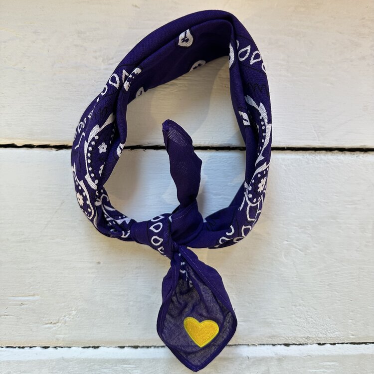 Bandana - paars/geel hartje