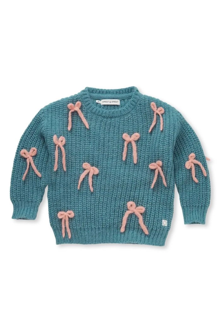Sproet & Sprout Girls Sweater Bows - Shady Green