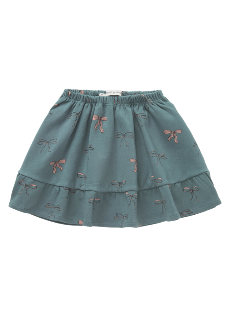 Sproet & Sprout Skirt Ruffle Bow Print - Shady Green