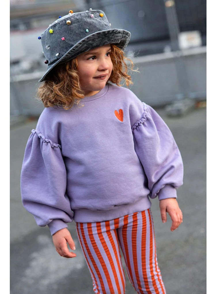 Sproet & Sprout Sweatshirt Puff Sleeves Hearts - Lavender