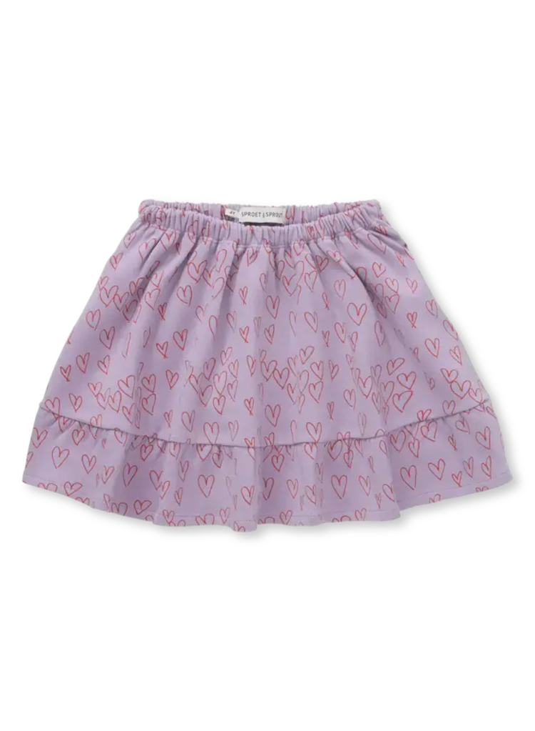 Sproet & Sprout Skirt Ruffle Hearts Print - Lavender