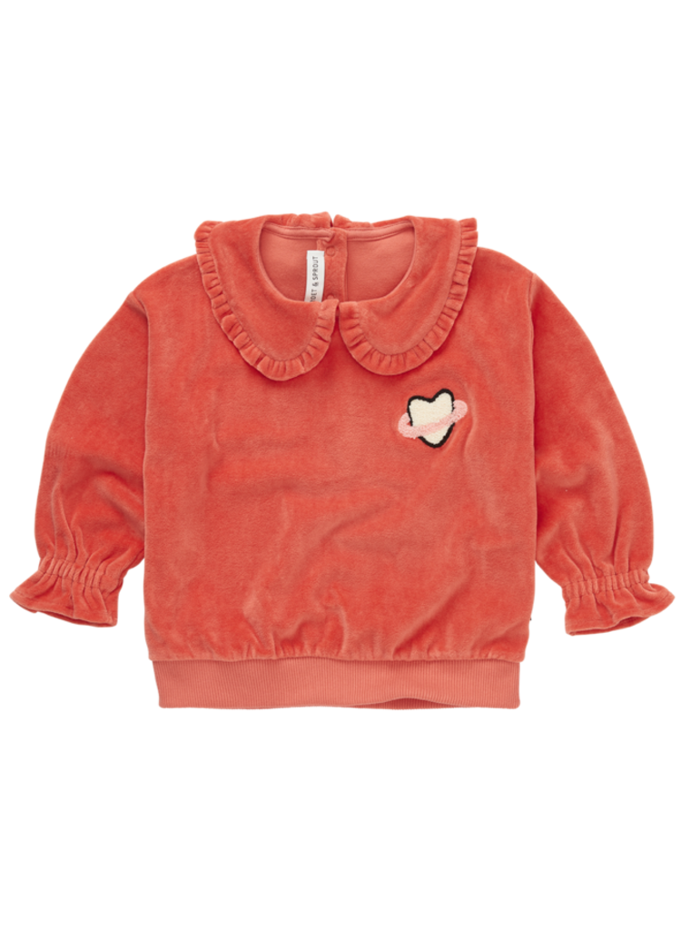 Sproet & Sprout Sweatshirt Velvet Ruffle Collar - Grenadine