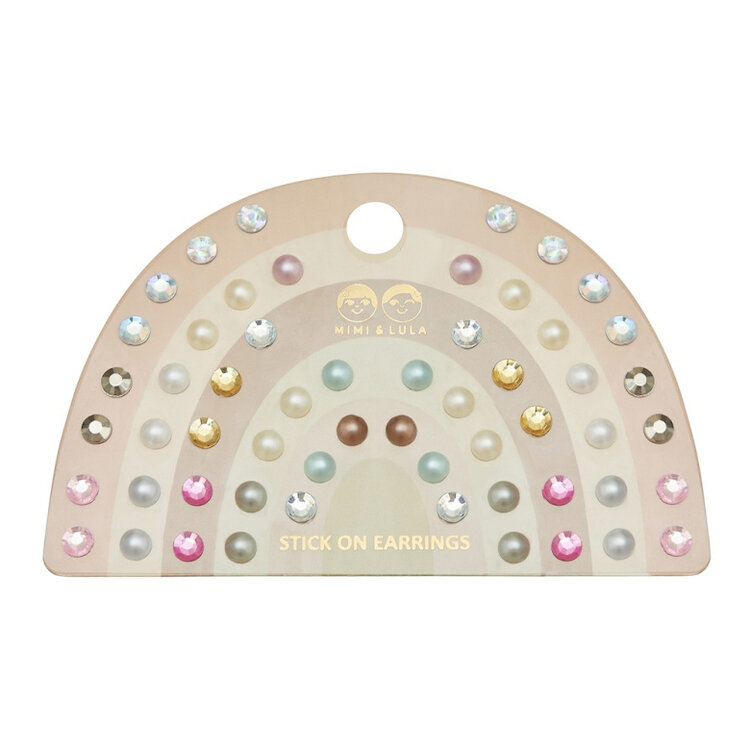 MIMI&LULA Pink Gem & Pearl Stick on Earrings