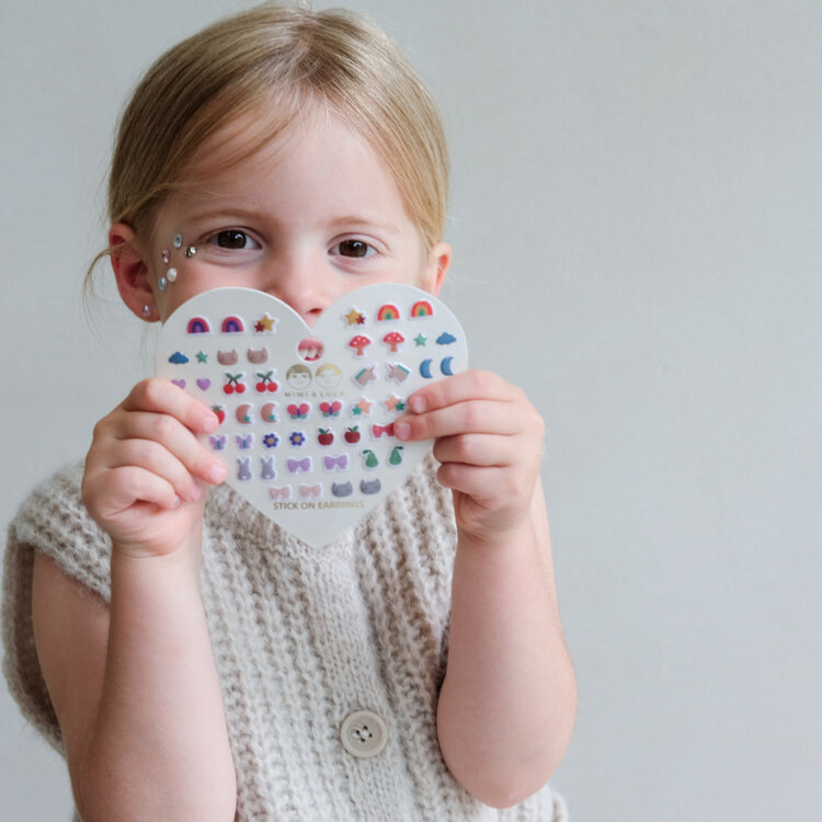 MIMI&LULA Pink Gem & Pearl Stick on Earrings