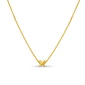 Mini Cross Fine Collar Necklace - Pale Gold