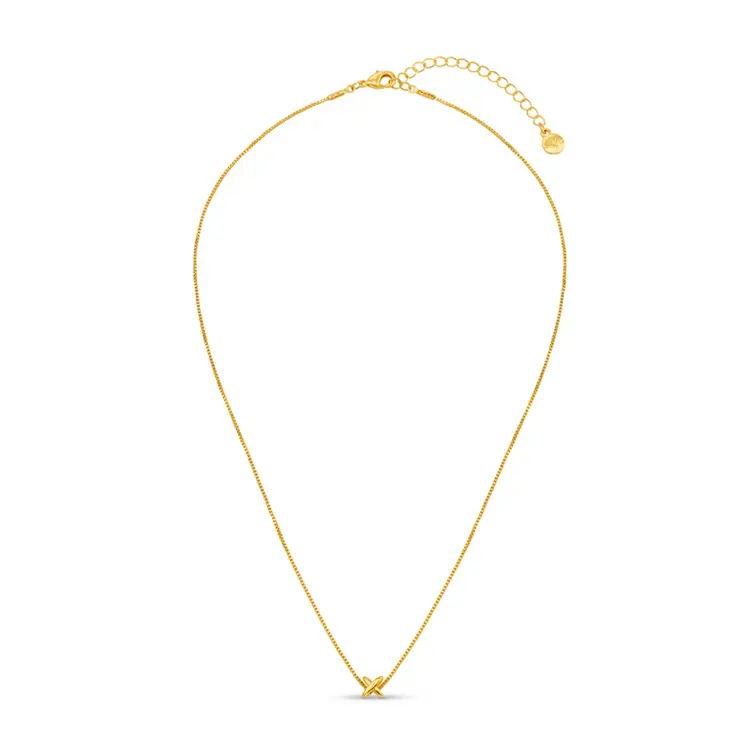 Mini Cross Fine Collar Necklace - Pale Gold