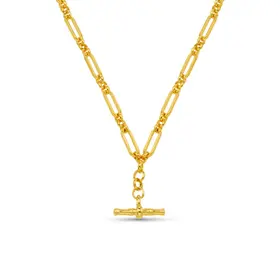 Open Link T-Bar Drop Necklace - Pale Gold