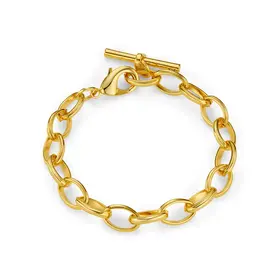 Orelia Oval Link T-Bar Drop Bracelet - Pale Gold