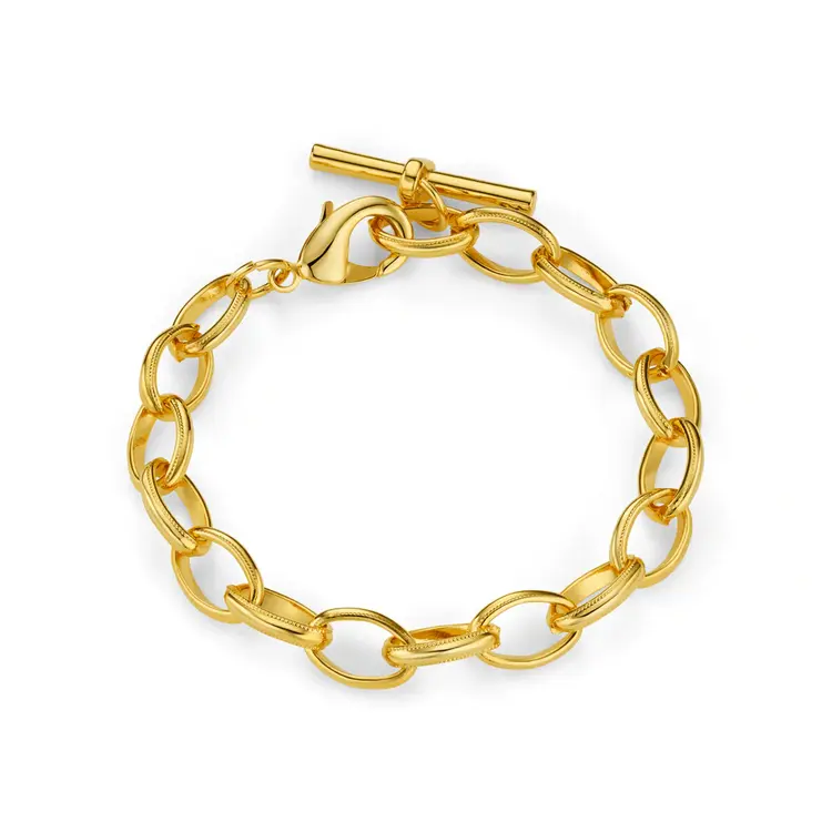 Oval Link T-Bar Drop Bracelet - Pale Gold