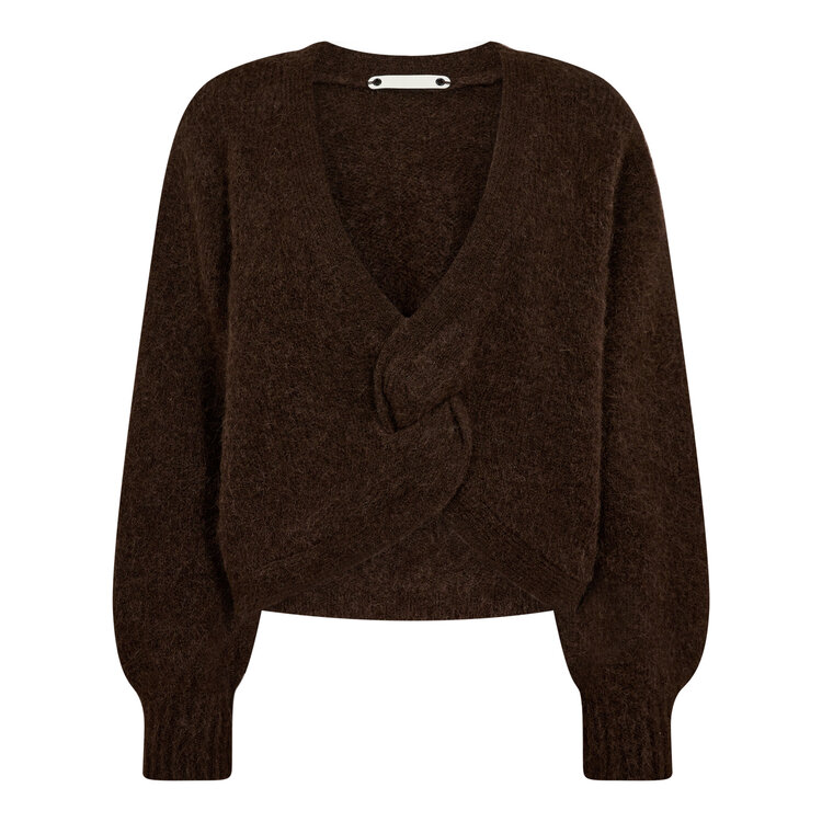 Co'Couture Cozy Twist back Knit - Mocca