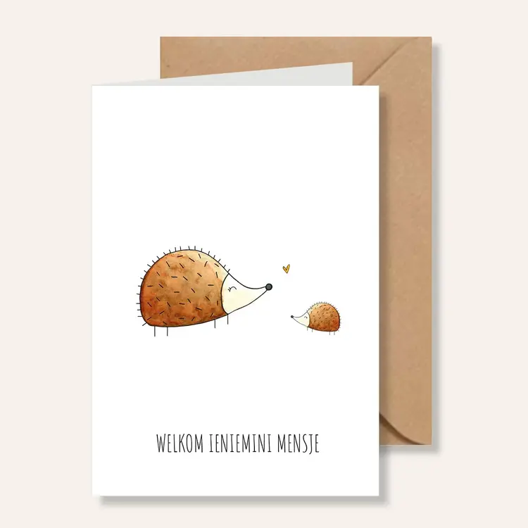 Juulz Kaart - Welkom ieniemini mensje - egeltjes