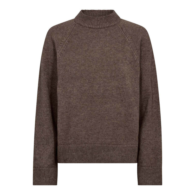 Co'Couture Row Turtleneck Knit - Walnut