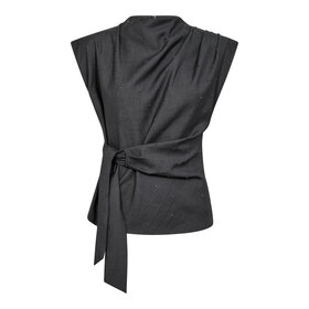 Co'Couture Saga Pleat Top - Mid Grey