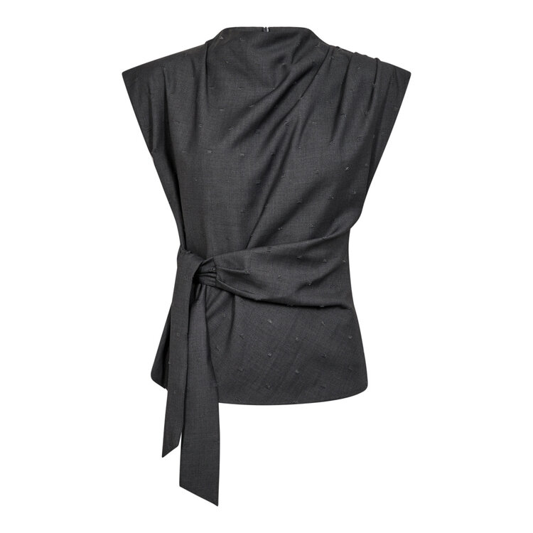 Co'Couture Saga Pleat Top - Mid Grey