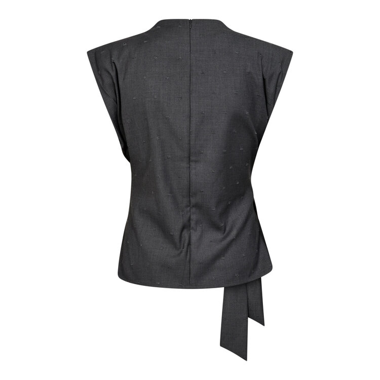 Co'Couture Saga Pleat Top - Mid Grey