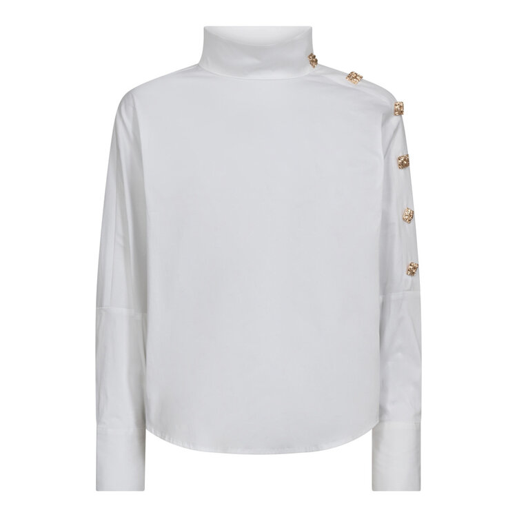 Co'Couture Sanne Asym Button Blouse - White