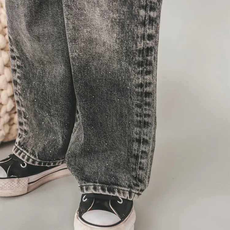 YourWishes Stretch denim wide leg glitter jeans - 922 acid Grey