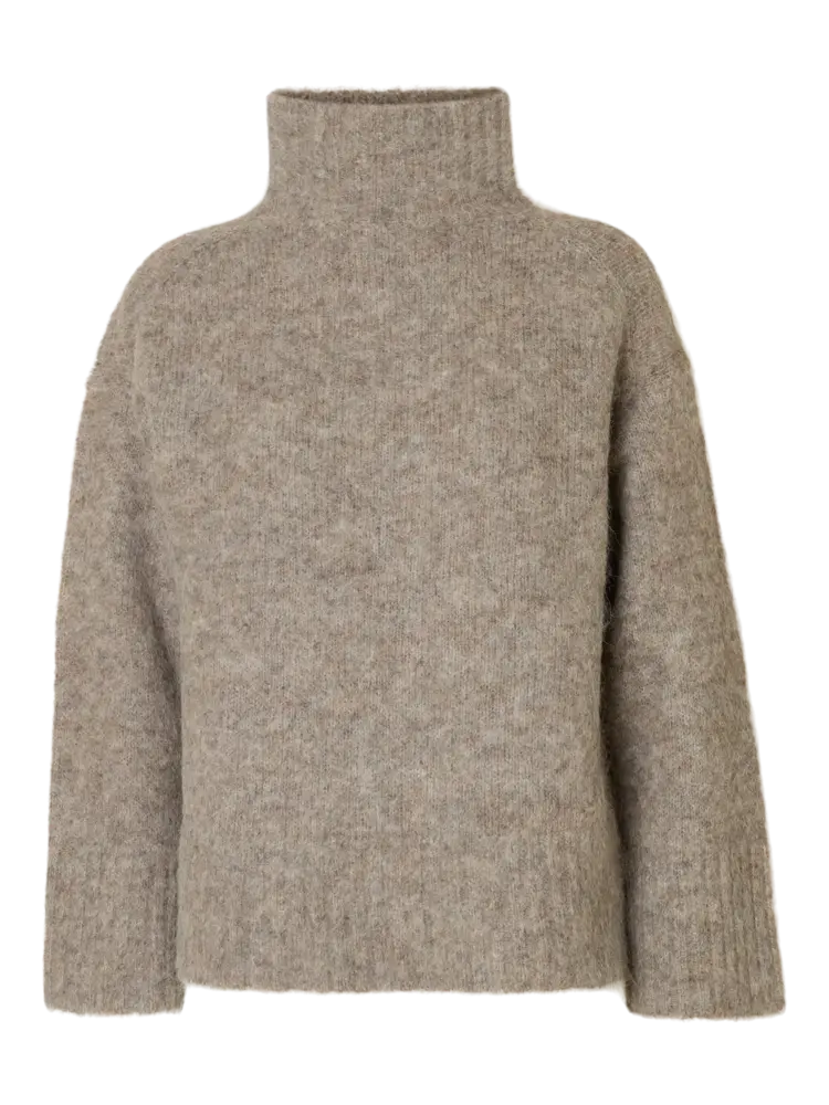 Selected Gabrielle Knit High Neck - Steel Grey MElange