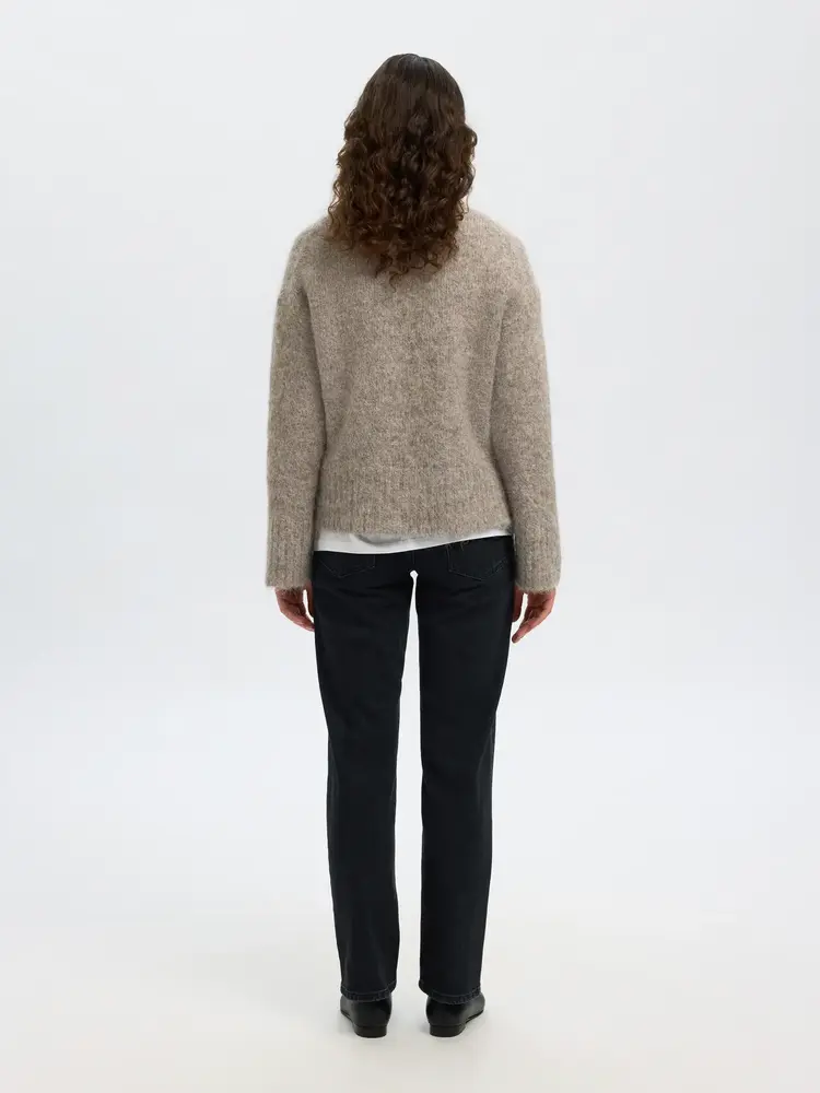 Selected Gabrielle Knit High Neck - Steel Grey MElange