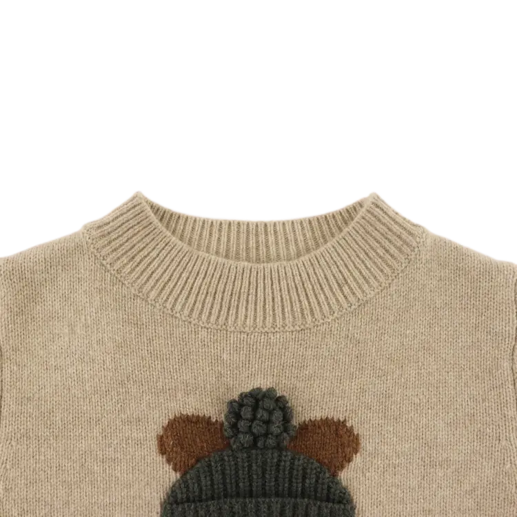 Donsje Amsterdam Denn Merino Wool Sweater Bear - Biscotti Melange