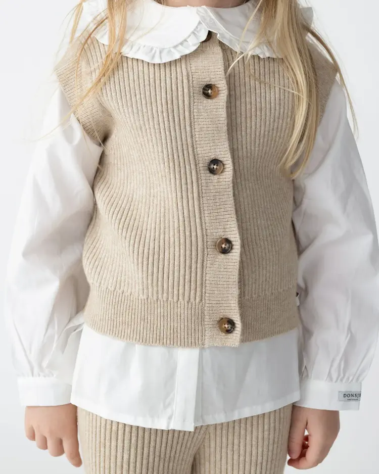 Donsje Amsterdam Tjitske Vest - White Sand Melange