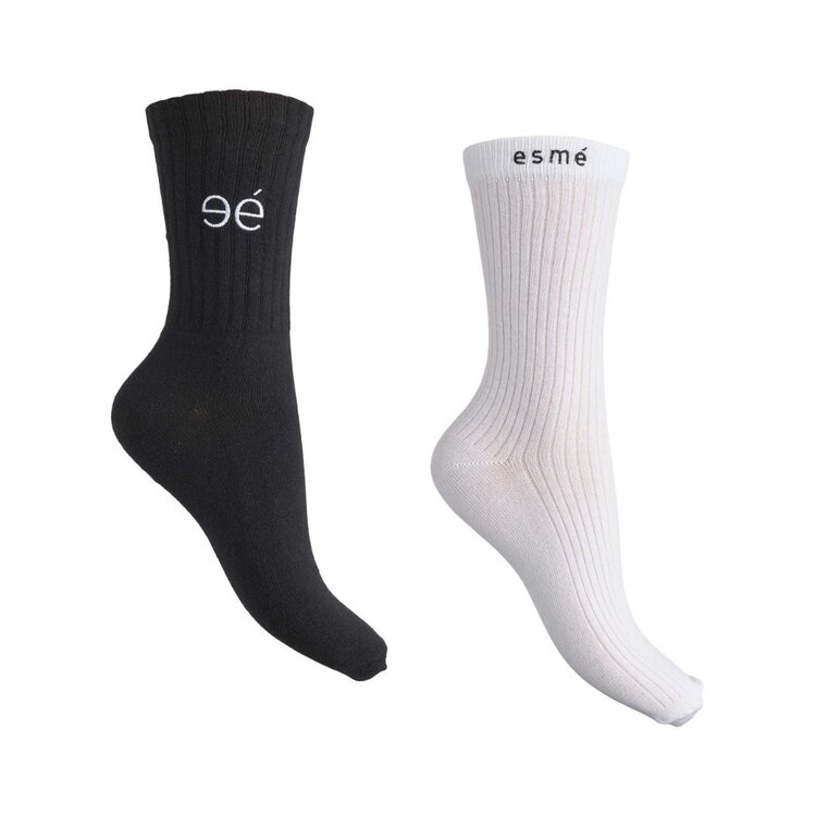 esmé studios Mei Socks 2pak - Snow White/Black