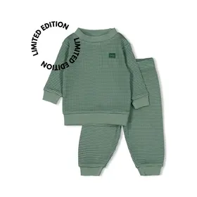 Feetje Pyjama wafel - Family Edition Zeegroen
