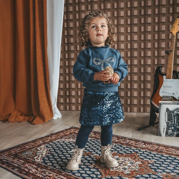 YourWishes Sequin Velvet Skirt - Insignia Blue