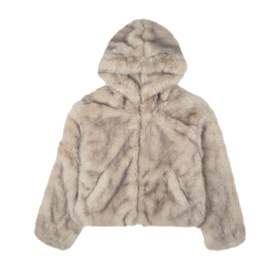 Homage Fur Jacket with Hood - Mixed Sand