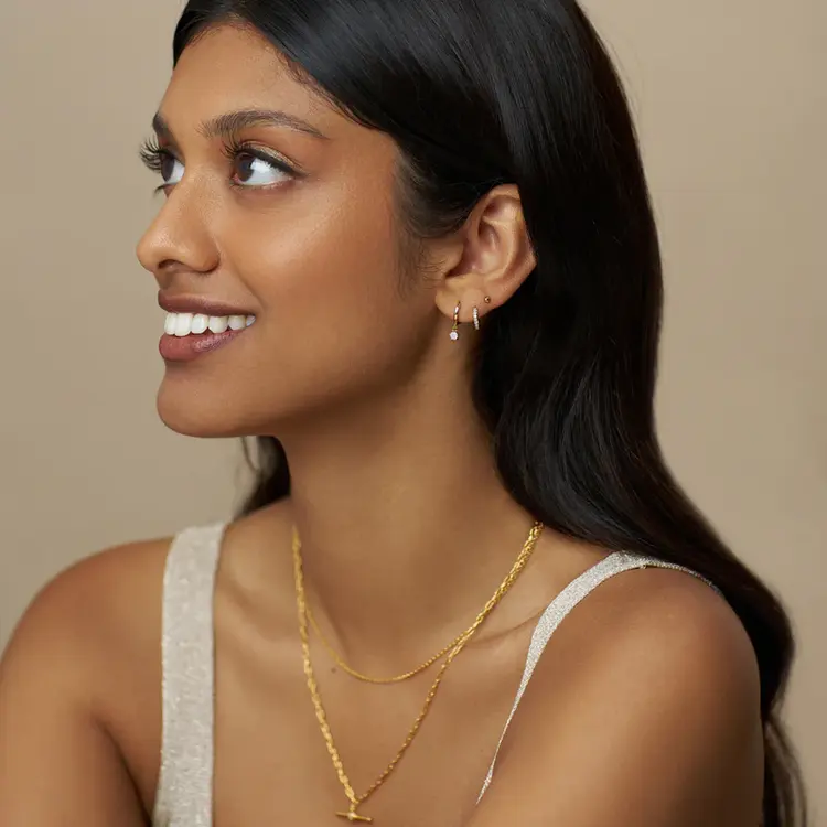 Orelia Pavé Micro & Opal Drop Ear Stacking Set - Gold Plated