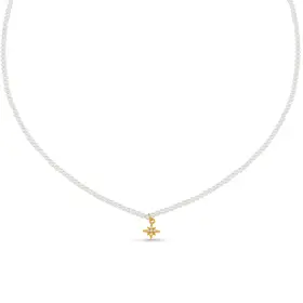 Micro Pearl & Pavé Starburst Necklace - Gold Plated