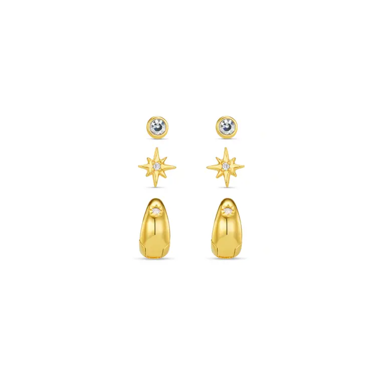 Orelia Starburst Tiny Tapered Ear Stacking Set - Gold Plated