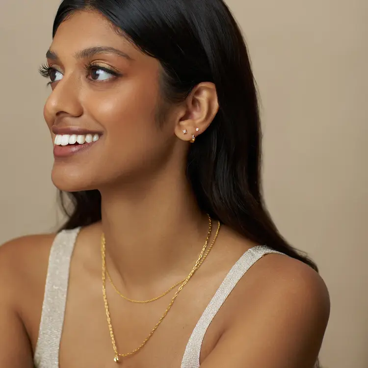 Orelia Starburst Tiny Tapered Ear Stacking Set - Gold Plated