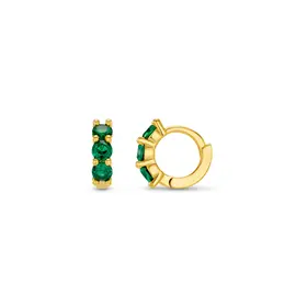 Emerald Mini Micro Hoop Earrings - Gold Plated