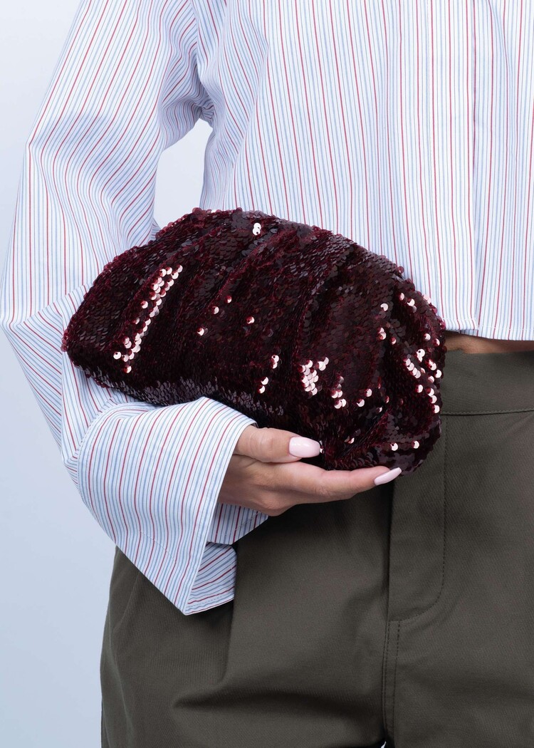Sui Ava Sequins Clutch Bag - Burgundy