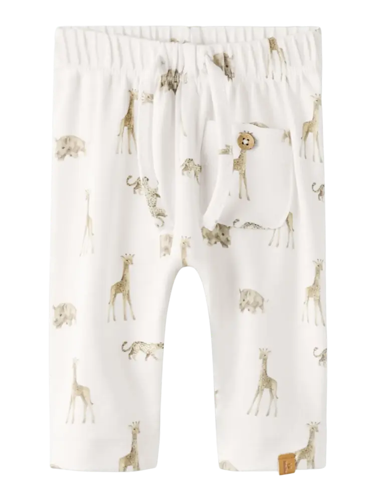Lil'Atelier Baby Gayo Loose Pant - Coconut Milk Animals